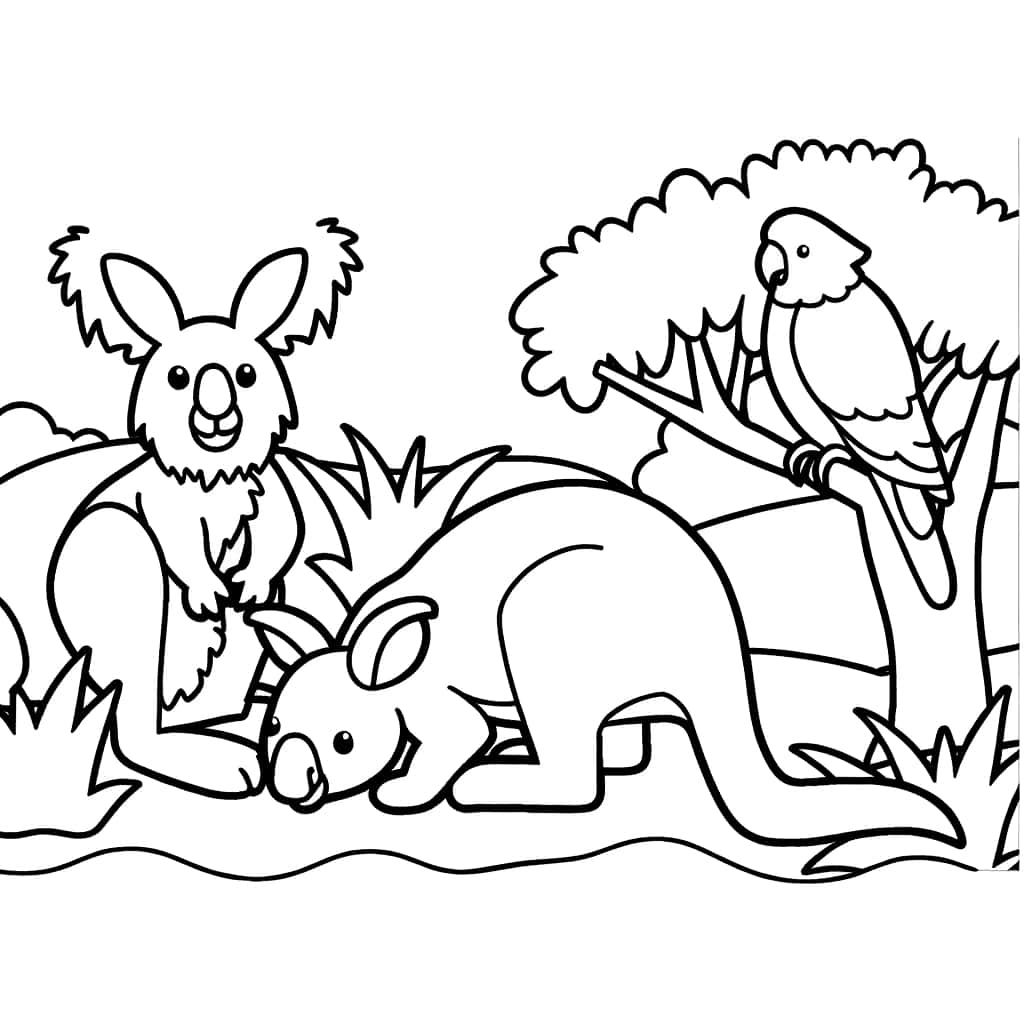 Coloriage Animaux d'Australie à imprimer et colorier