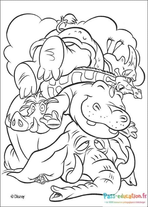 Coloriage Amis de la jungle à imprimer et colorier