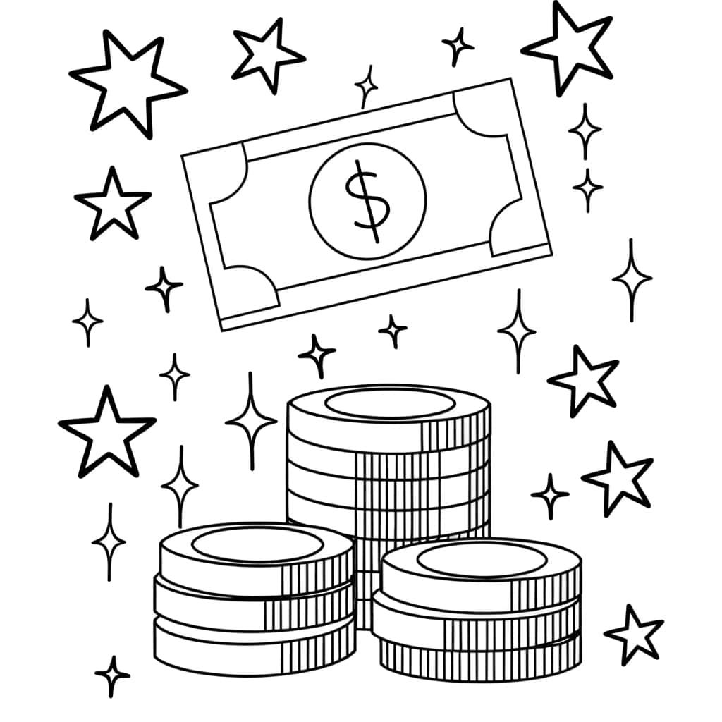 Coloriage Dollar et étoiles à imprimer et colorier
