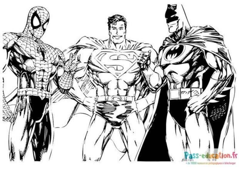 Coloriage Super-héros rassemblés à imprimer et colorier