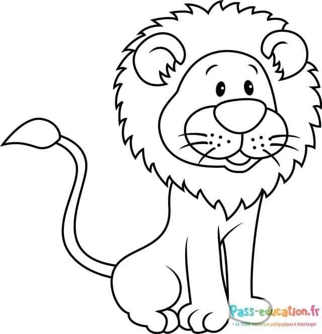 Coloriage Lion souriant à imprimer et colorier