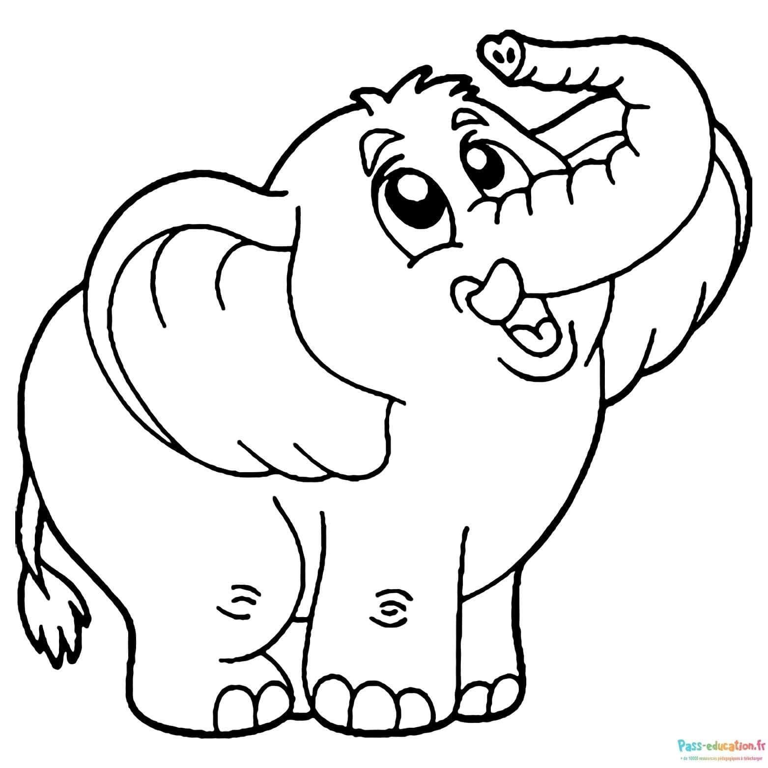 Coloriage Éléphant joyeux à imprimer et colorier