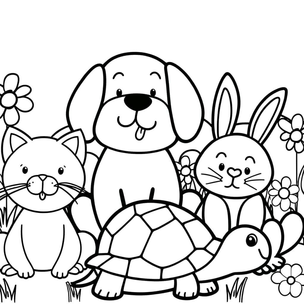 Coloriage Animaux joyeux à imprimer et colorier