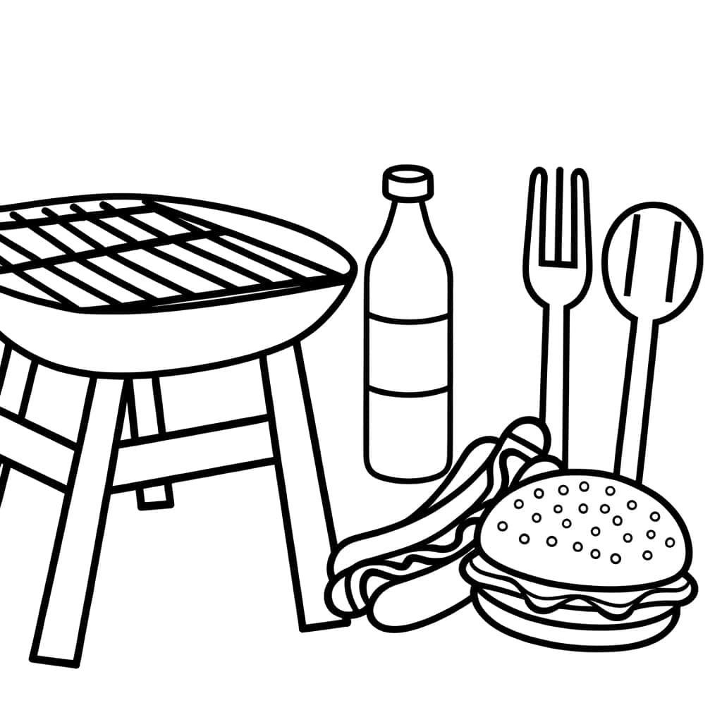 Coloriage Barbecue festif à imprimer et colorier