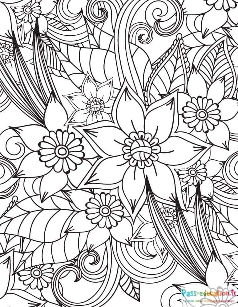 Coloriage Fleurs et arabesques à imprimer et colorier