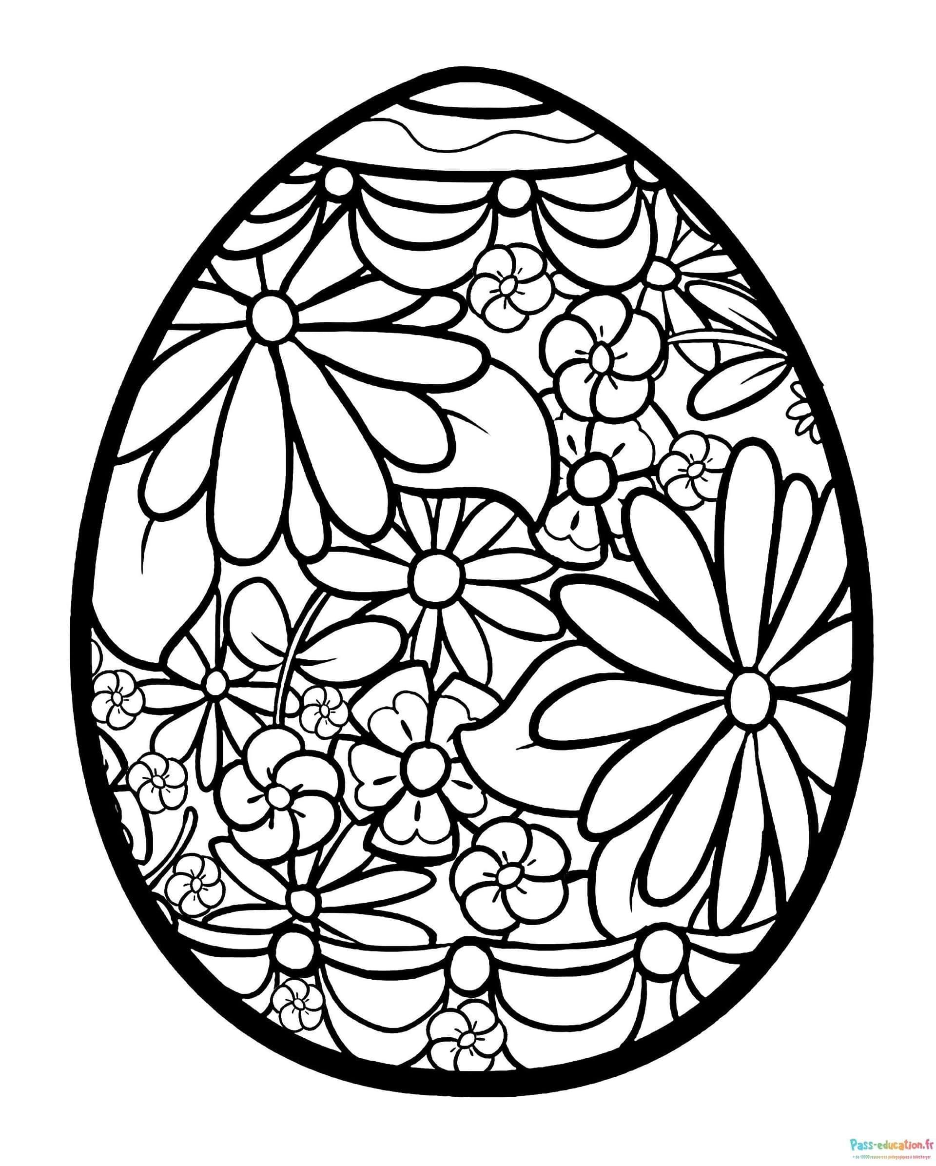 Coloriage Œuf fleuri à imprimer et colorier