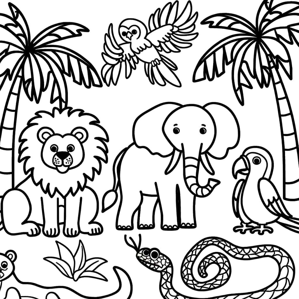 Coloriage Animaux de la jungle à imprimer et colorier
