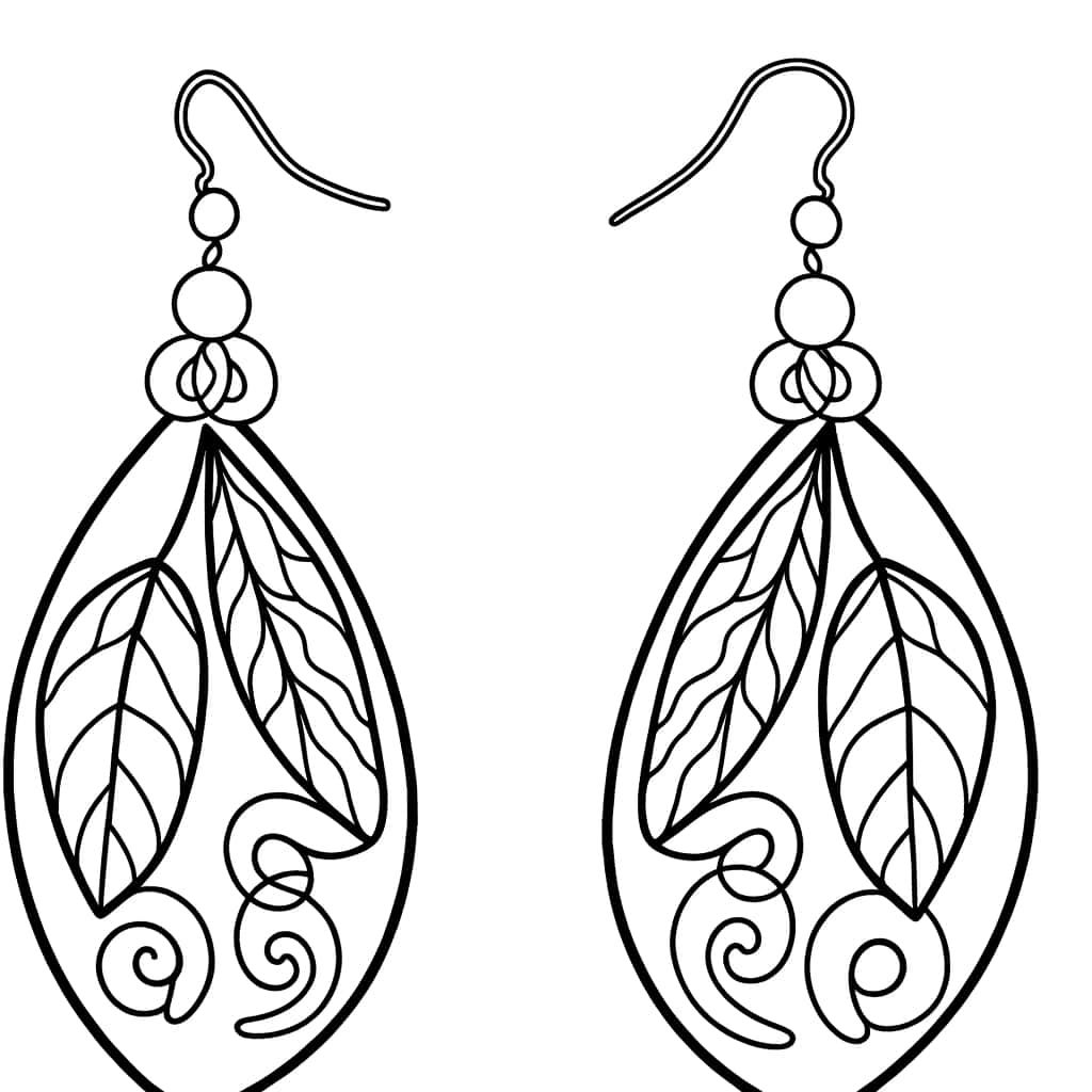 Coloriage Boucles d'oreilles feuilles à imprimer et colorier