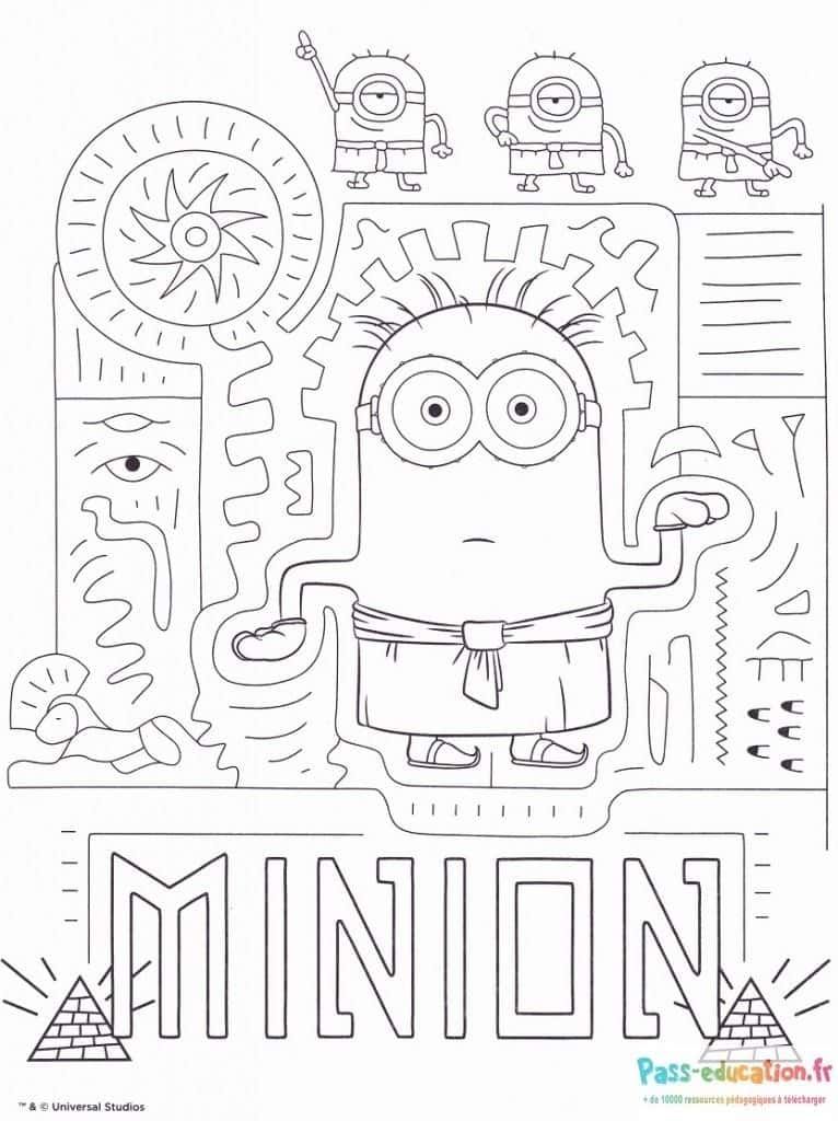 Coloriage Minions en Égypte à imprimer et colorier