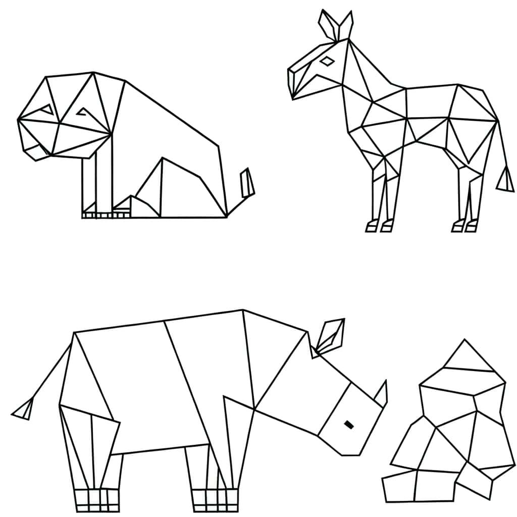 Coloriage Animaux géométriques à imprimer et colorier