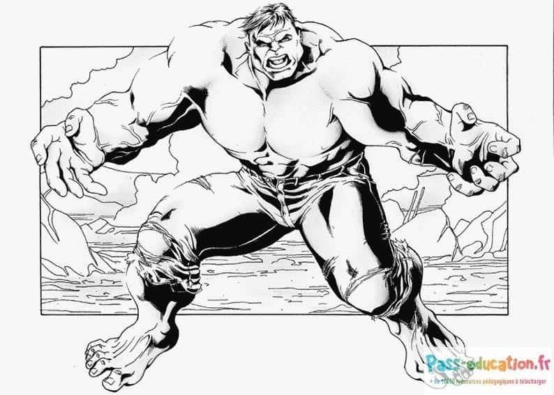 Coloriage Hulk en action à imprimer et colorier