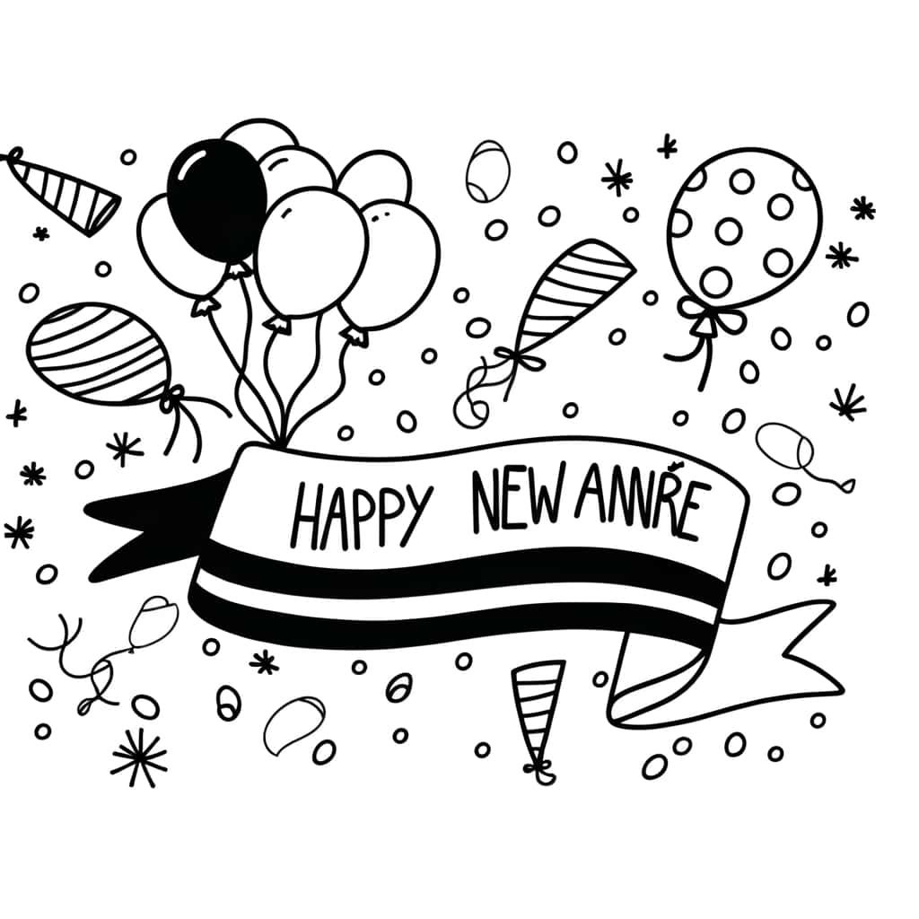 Coloriage Fête de Nouvel An à imprimer et colorier