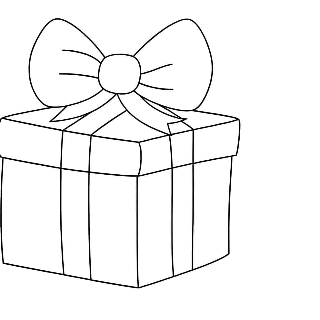 Coloriage Cadeau avec nœud à imprimer et colorier