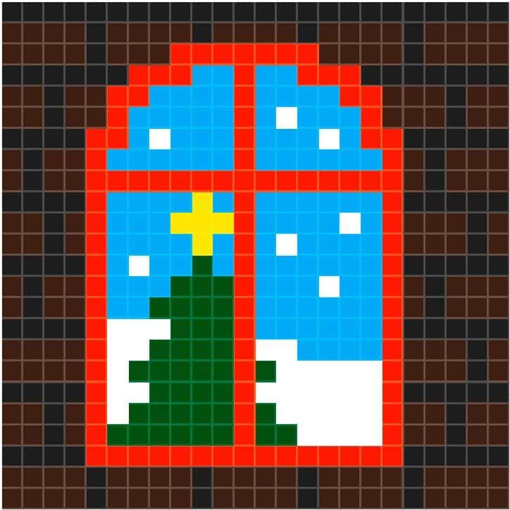Coloriage Fenêtre sur Noël à imprimer et colorier