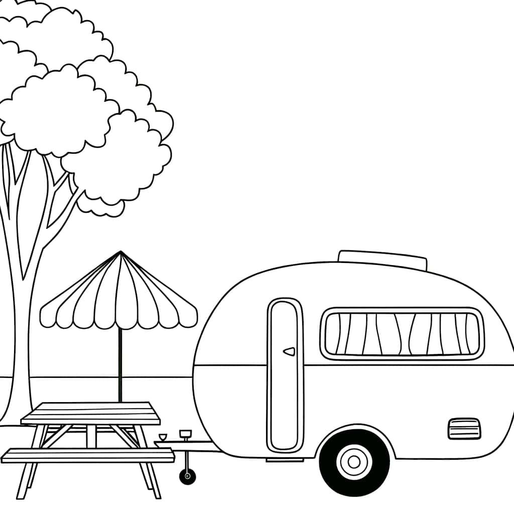 Coloriage Caravane camping à imprimer et colorier