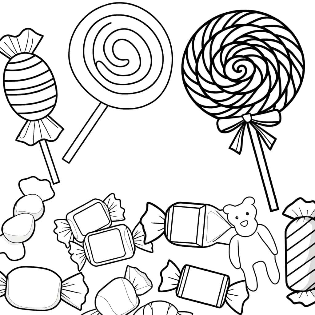 Coloriage Bonbons assortis à imprimer et colorier