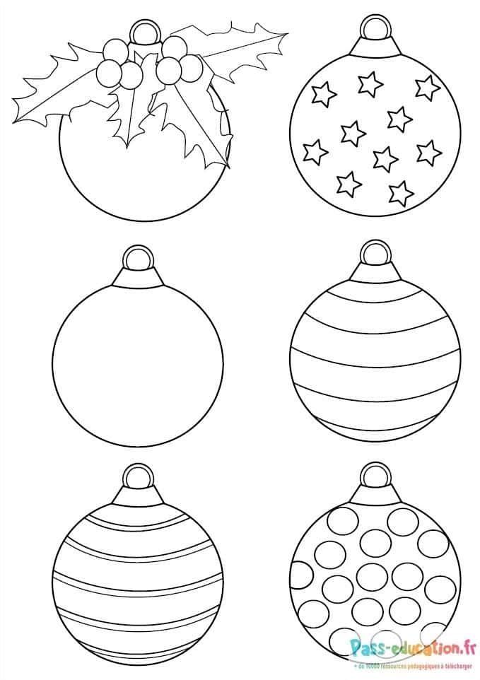 Coloriage Boules de Noël à imprimer et colorier