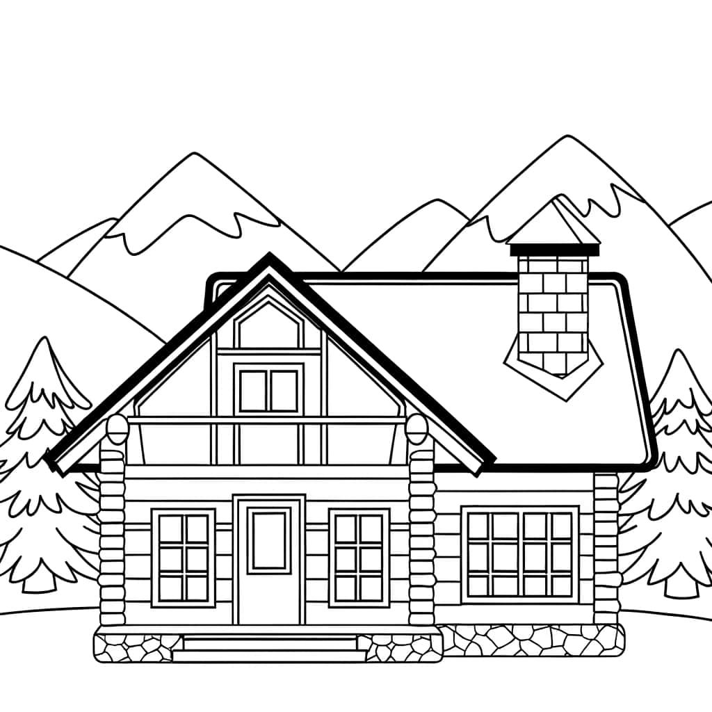 Coloriage Chalet montagnard à imprimer et colorier