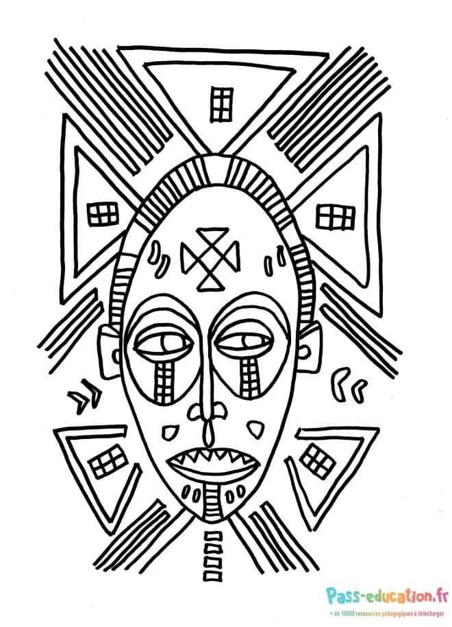 Coloriage Masque africain à imprimer et colorier