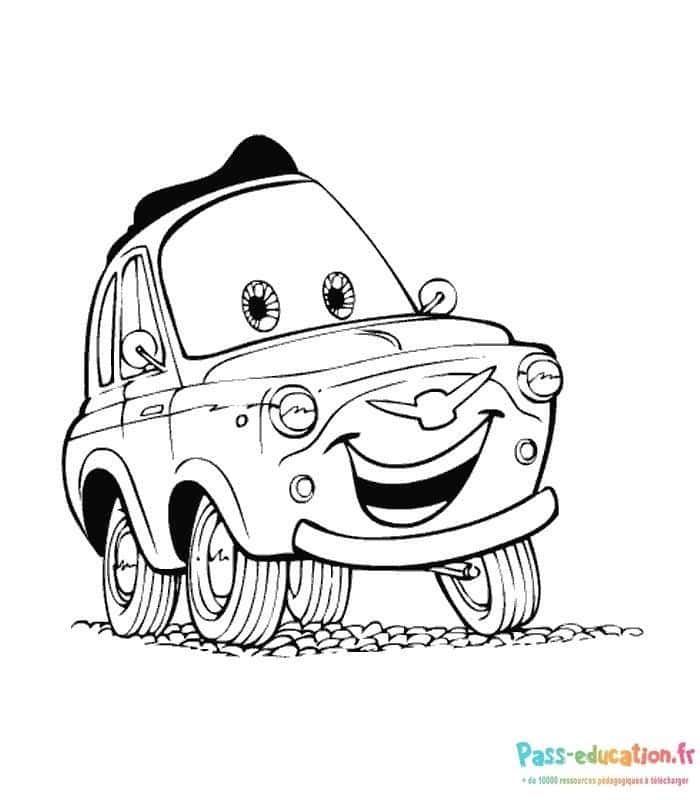 Coloriage Voiture souriante à imprimer et colorier