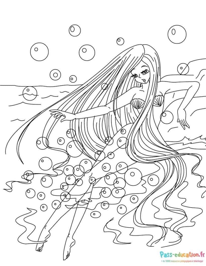 Coloriage Sorcière sous-marine à imprimer et colorier