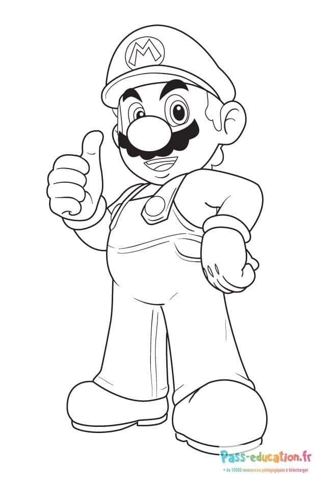 Coloriage Mario fait un clin d'œil à imprimer et colorier