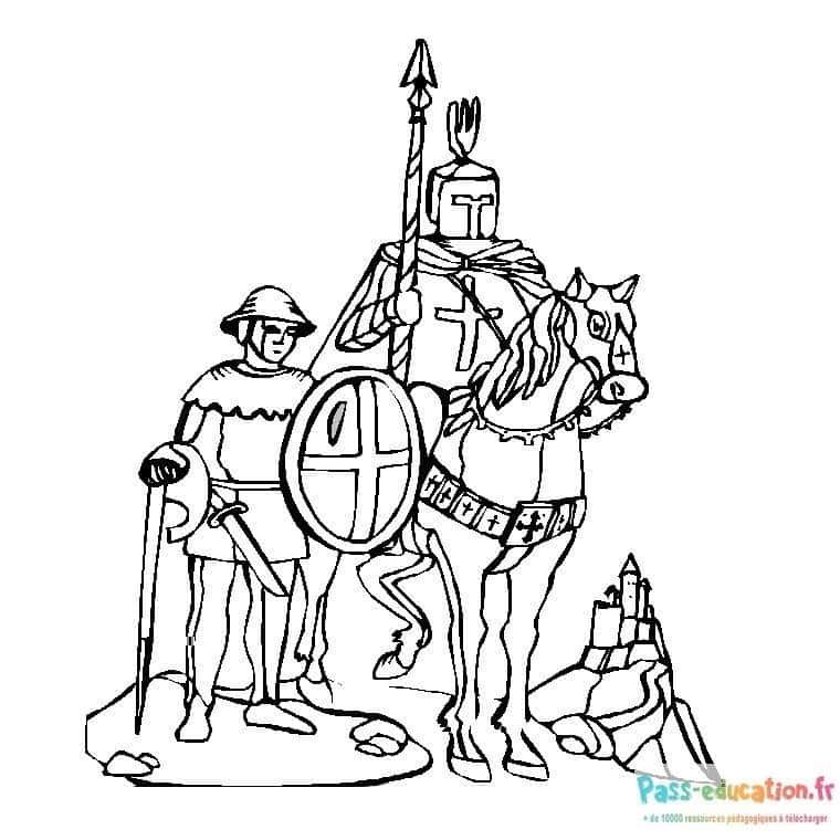 Coloriage Chevaliers médiévaux à imprimer et colorier