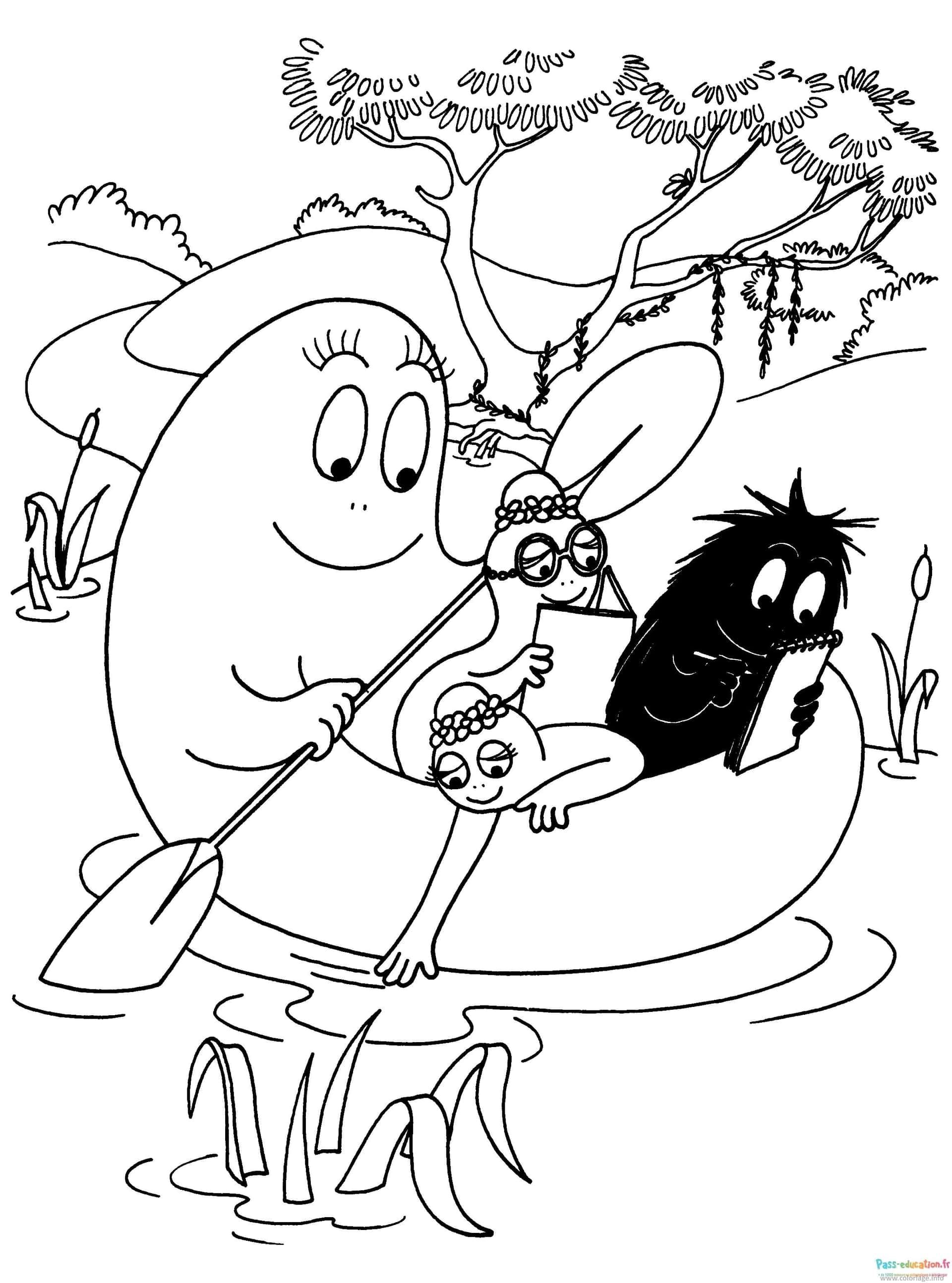 Coloriage Aventure fluviale Barbapapa à imprimer et colorier