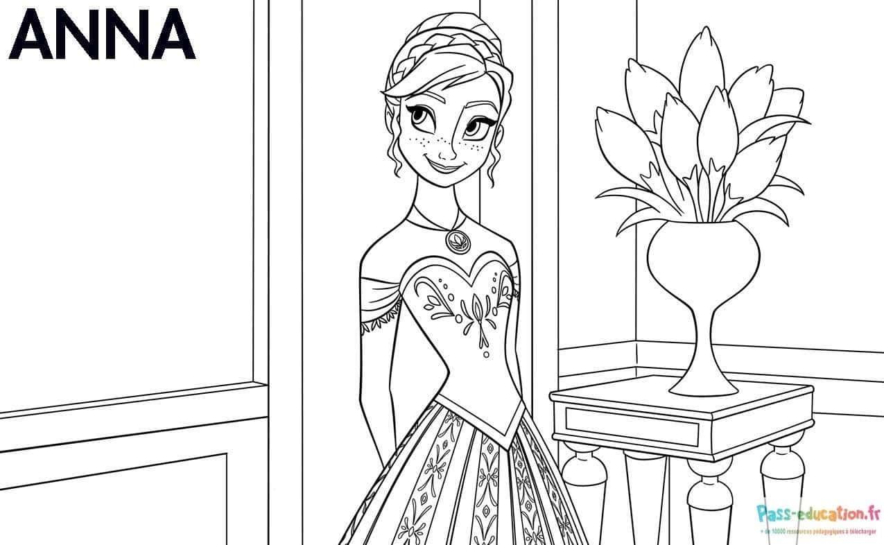 Coloriage Anna en robe à imprimer et colorier