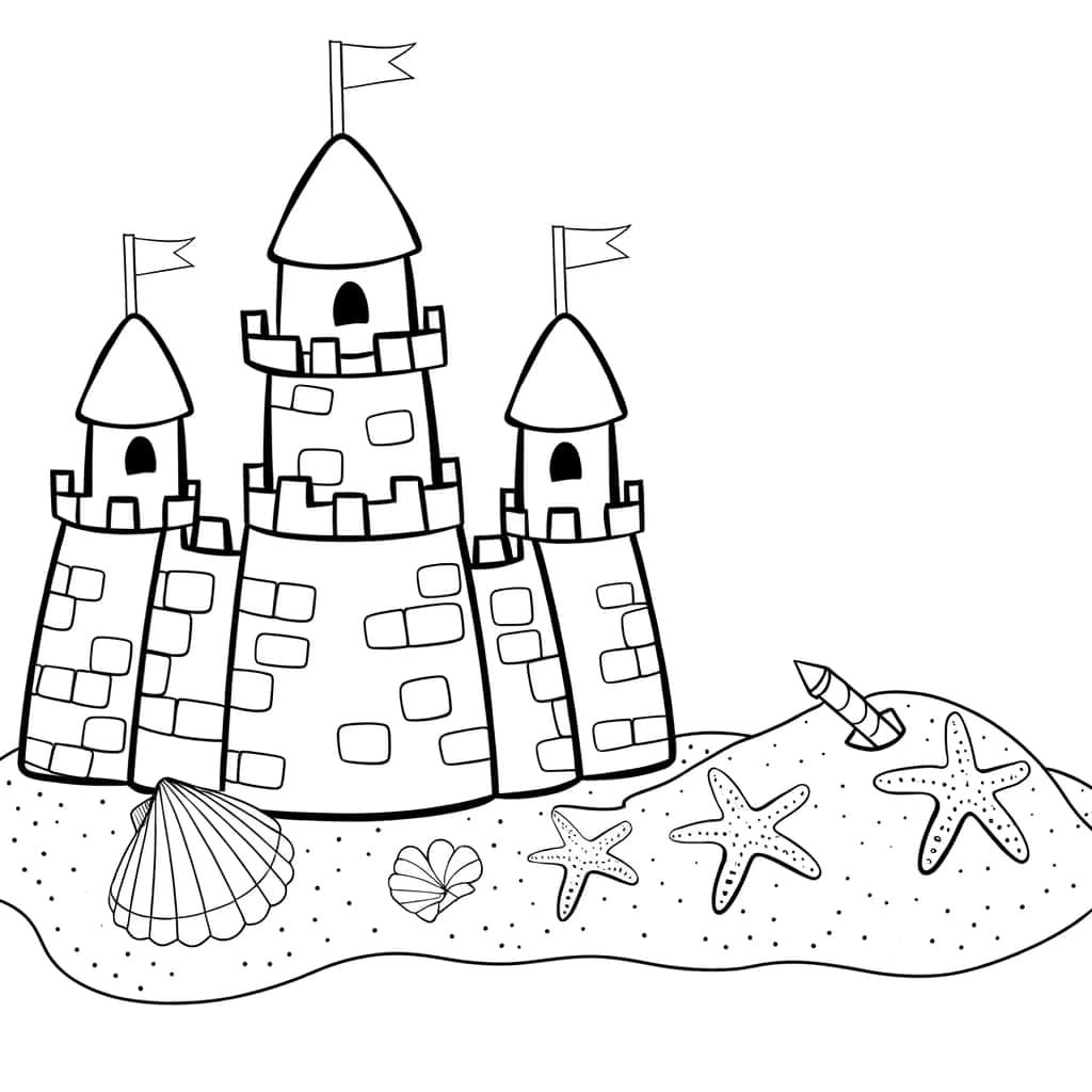 Coloriage Château de sable à imprimer et colorier