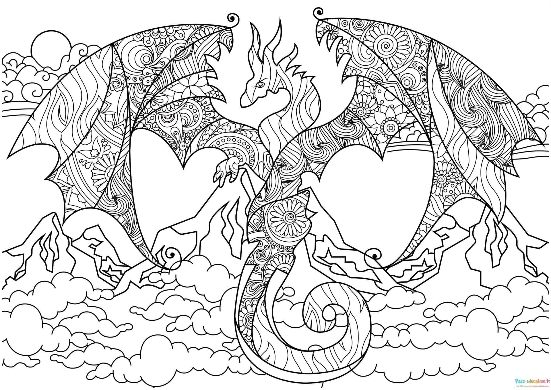 Coloriage Dragons en duel à imprimer et colorier