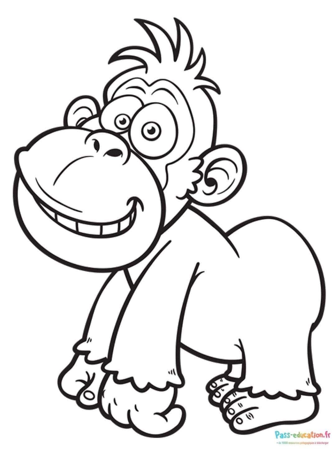 Coloriage Singe rigolo à imprimer et colorier