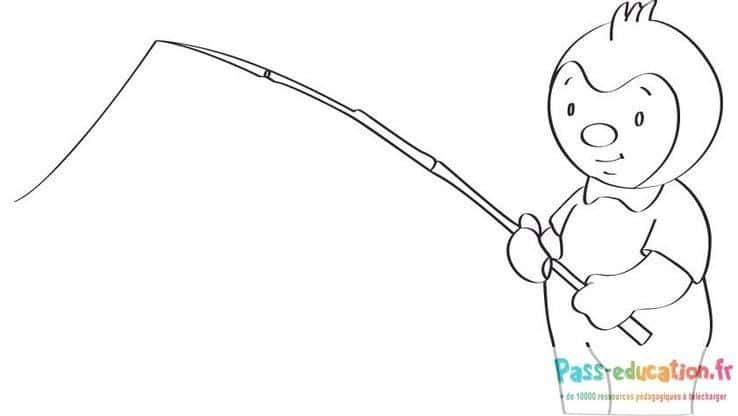 Coloriage T'choupi pêche à imprimer et colorier