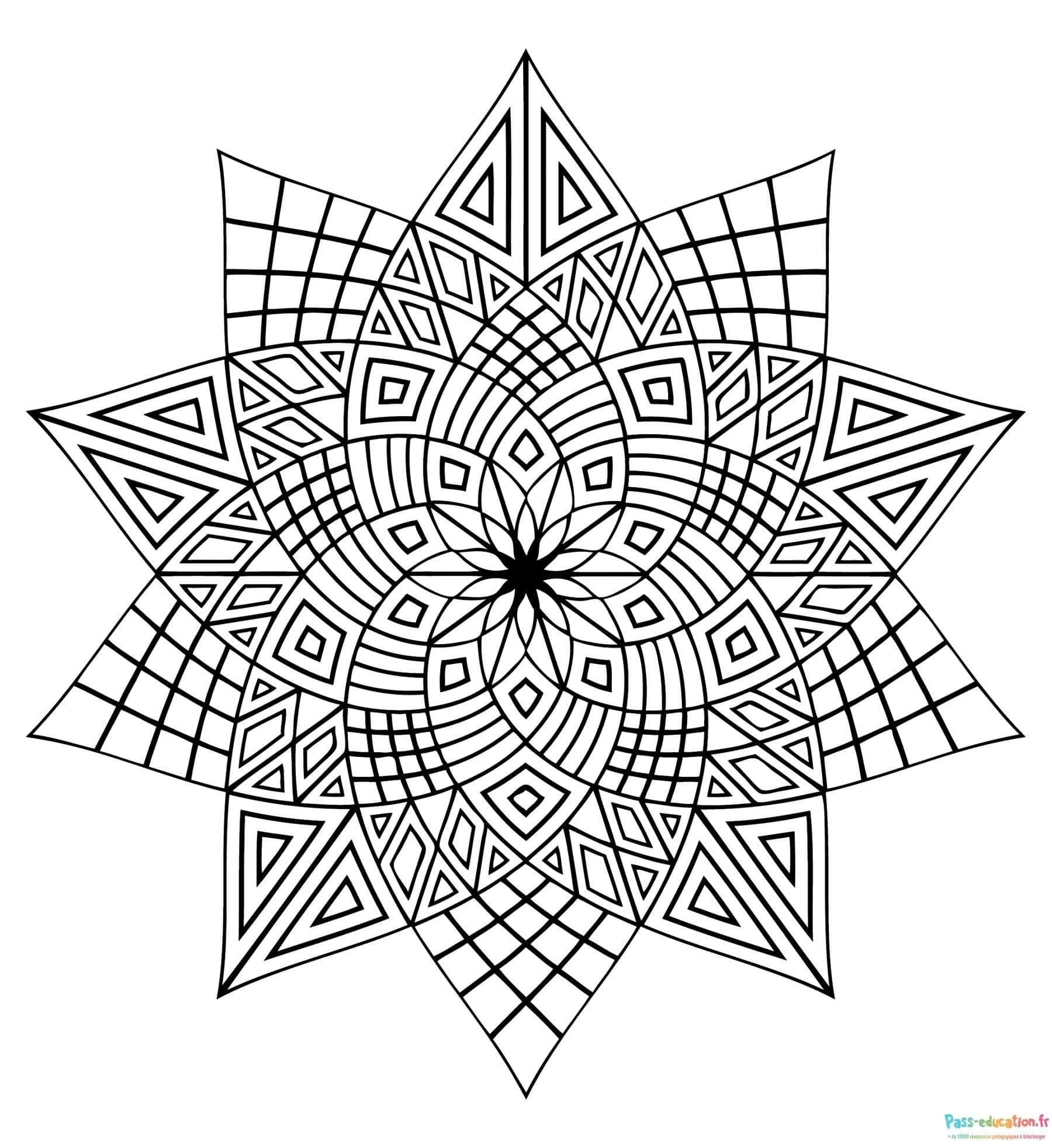 Coloriage Mandala géométrique à imprimer et colorier