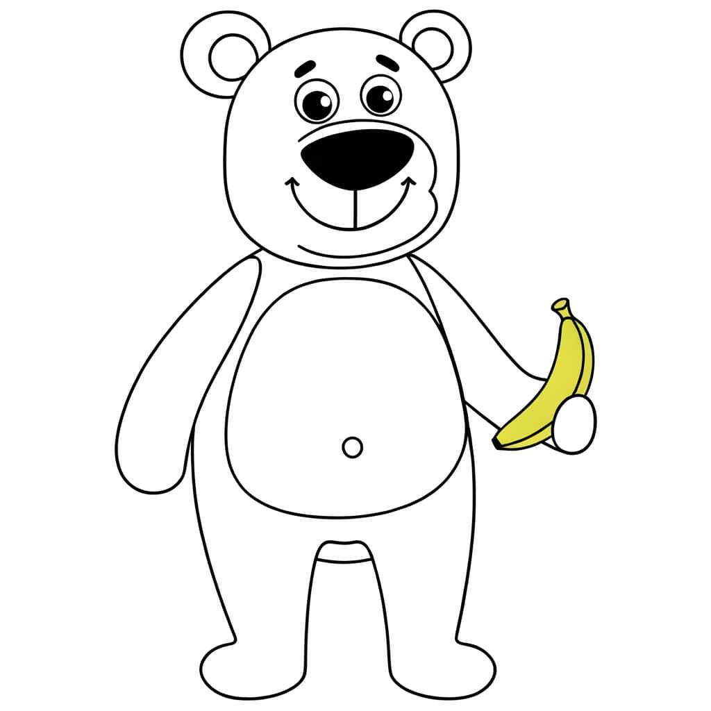 Coloriage Ours avec banane à imprimer et colorier
