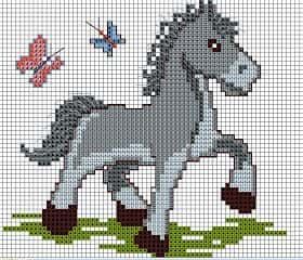 Coloriage Cheval pixelisé à imprimer et colorier