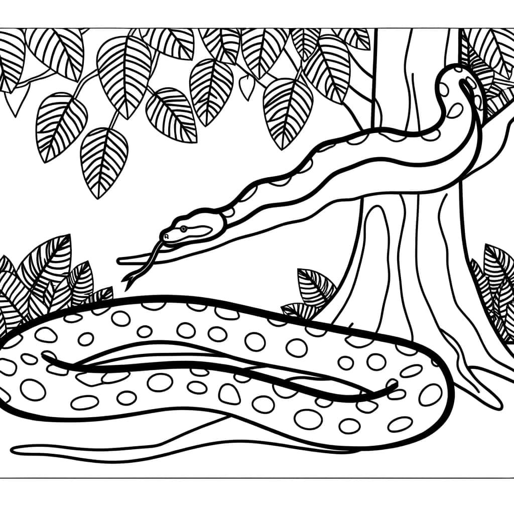 Coloriage Anaconda dans la jungle à imprimer et colorier