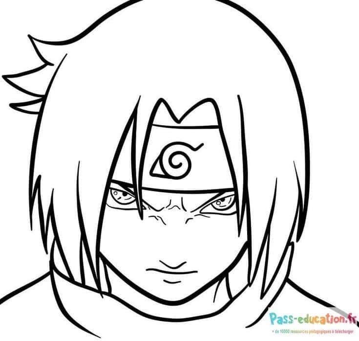 Coloriage Sasuke en action à imprimer et colorier