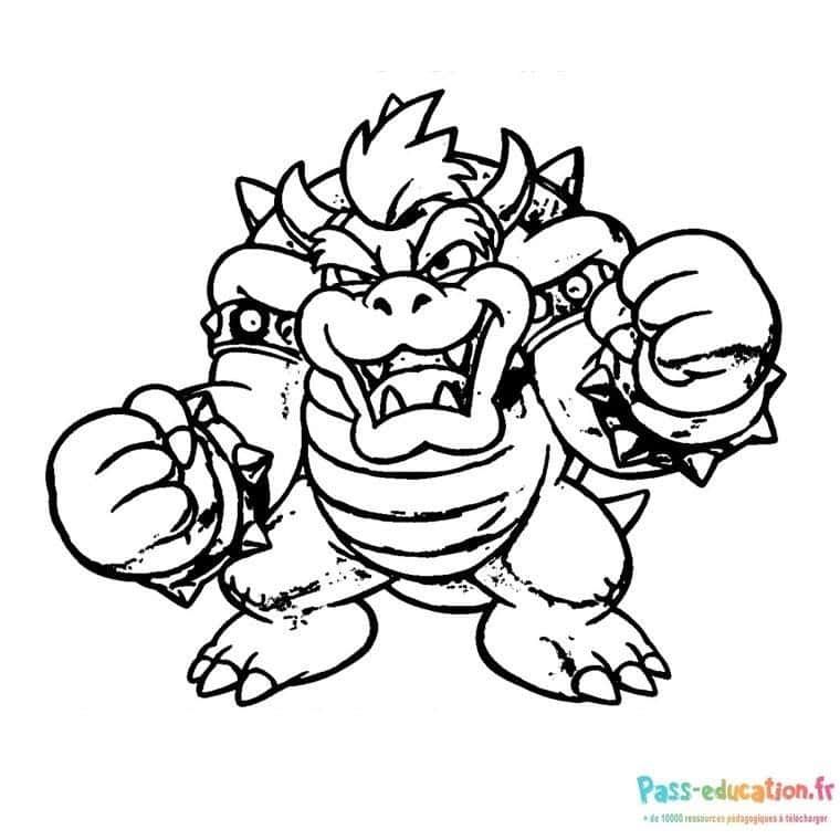 Coloriage Bowser en action à imprimer et colorier
