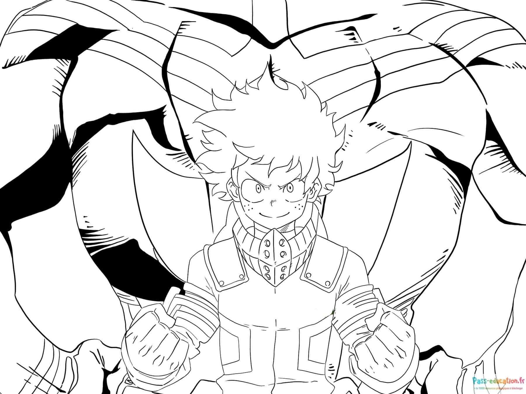 Coloriage Deku prêt au combat à imprimer et colorier