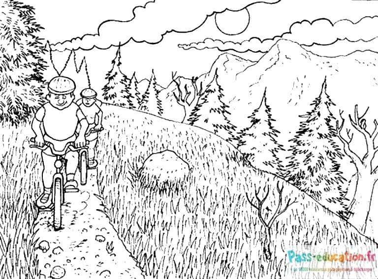 Coloriage Balade en montagne à imprimer et colorier