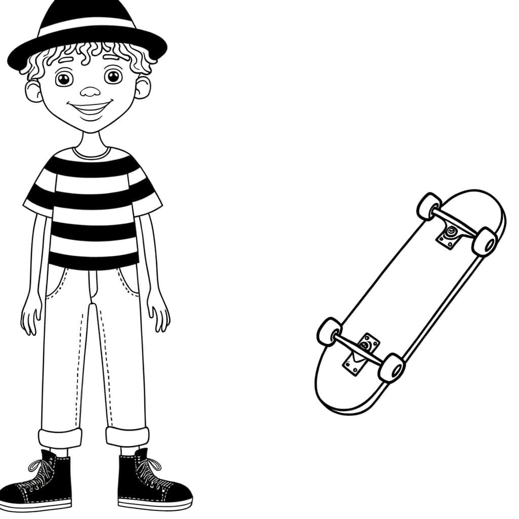 Coloriage Ado skateur à imprimer et colorier