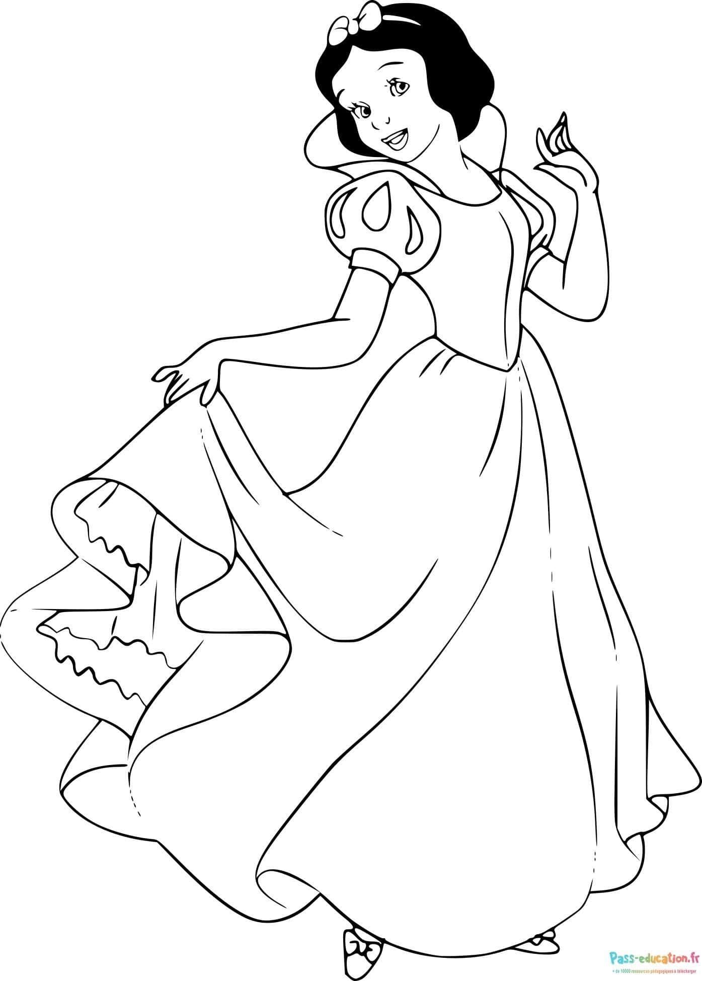 Coloriage Blanche Neige danse à imprimer et colorier