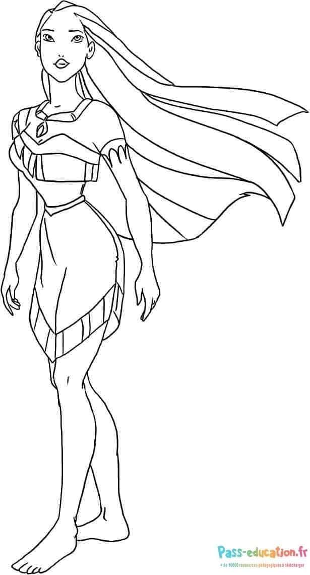 Coloriage Pocahontas en attente à imprimer et colorier