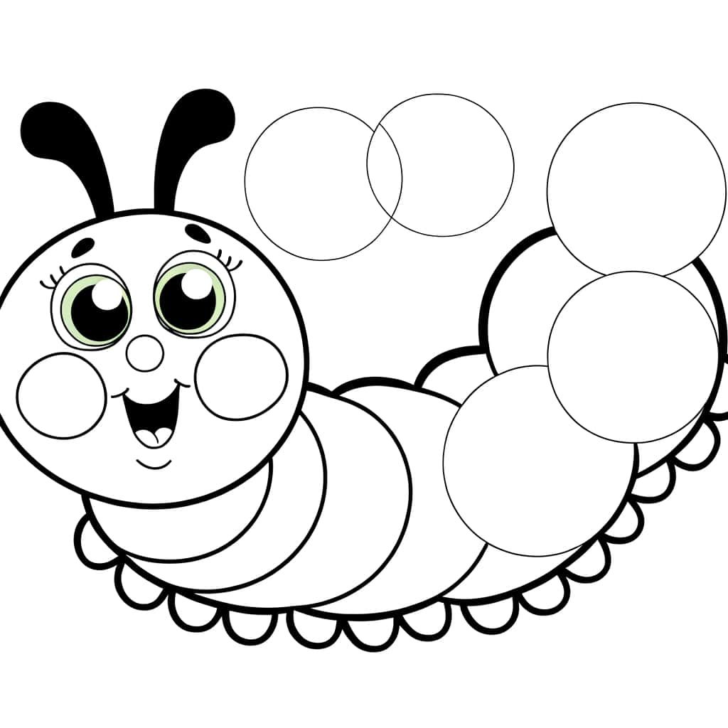 Coloriage Chenille souriante à imprimer et colorier