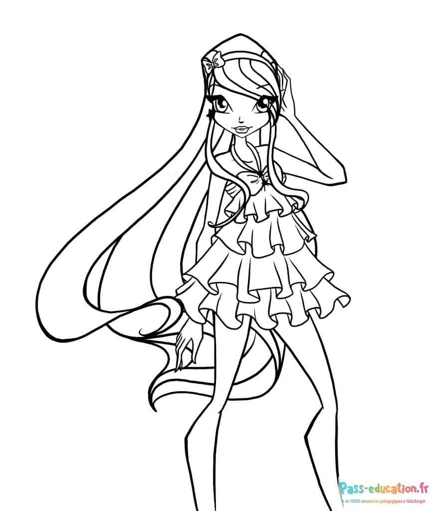 Coloriage Fée élégante Winx à imprimer et colorier