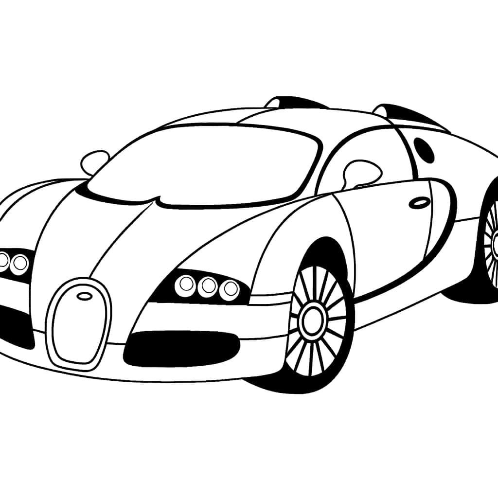 Coloriage Bugatti stylisée à imprimer et colorier