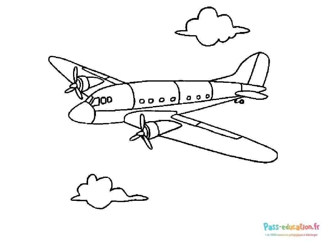 Coloriage Avion à hélices à imprimer et colorier