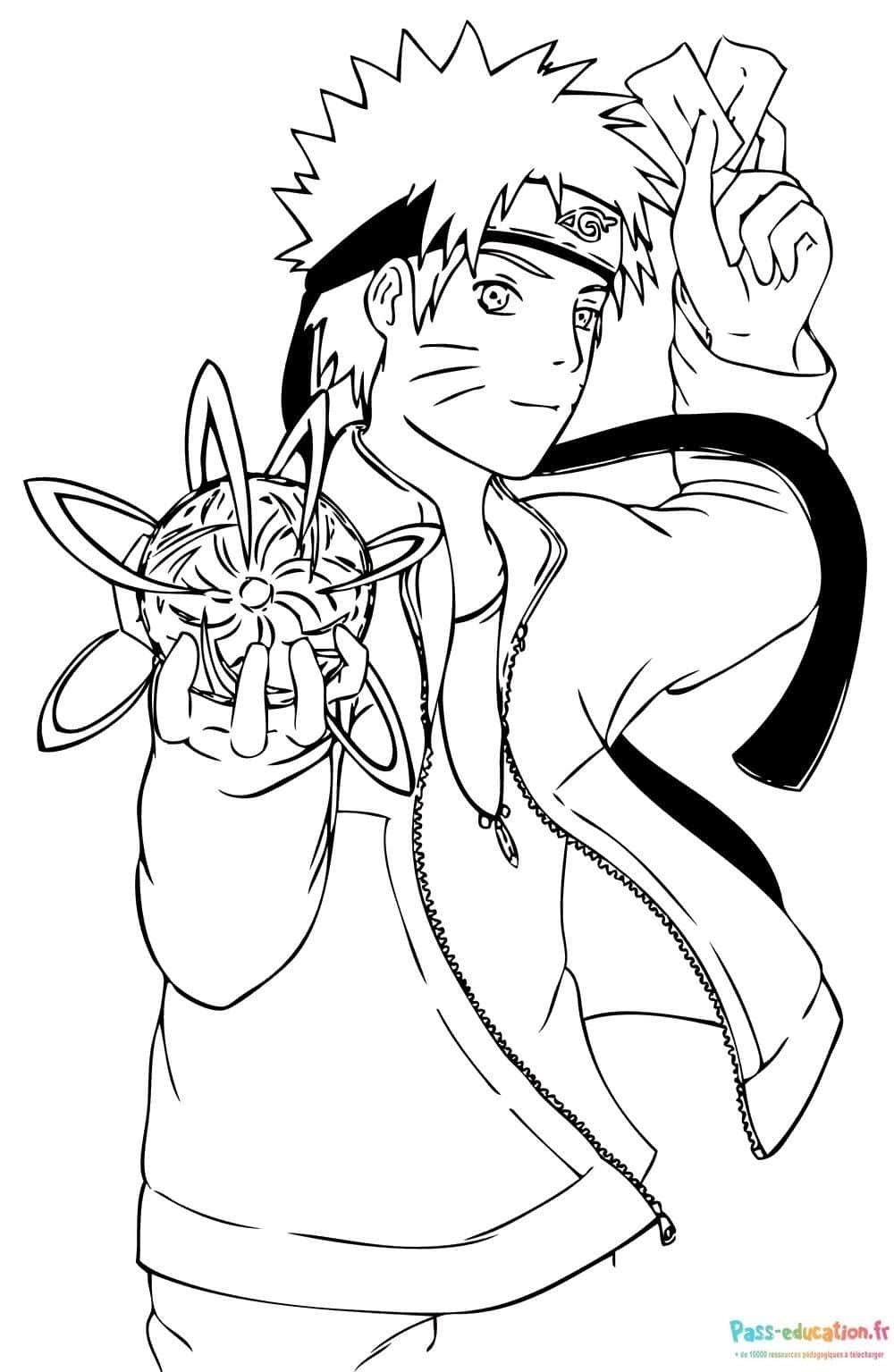 Coloriage Naruto avec Shuriken à imprimer et colorier