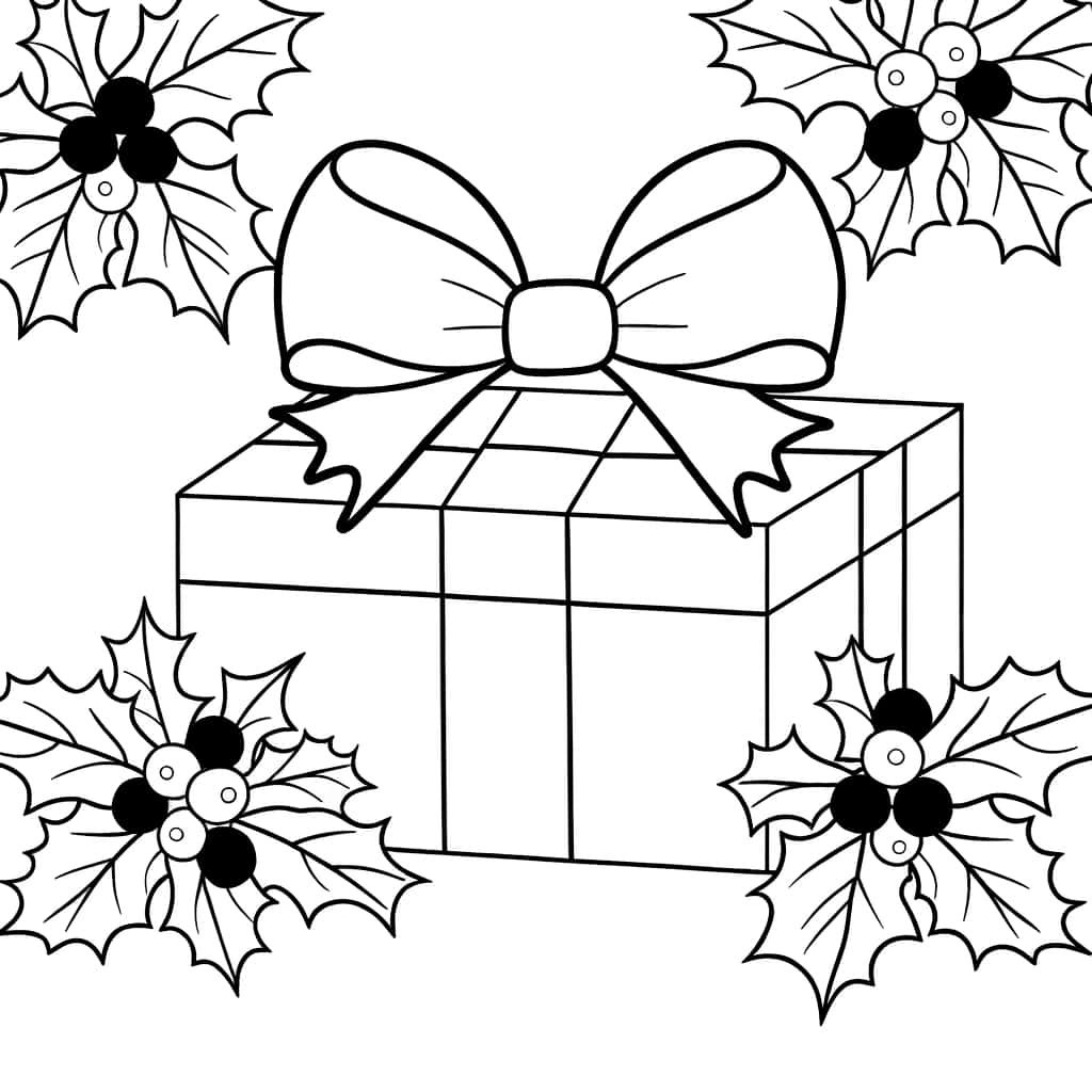 Coloriage Cadeau de Noël à imprimer et colorier